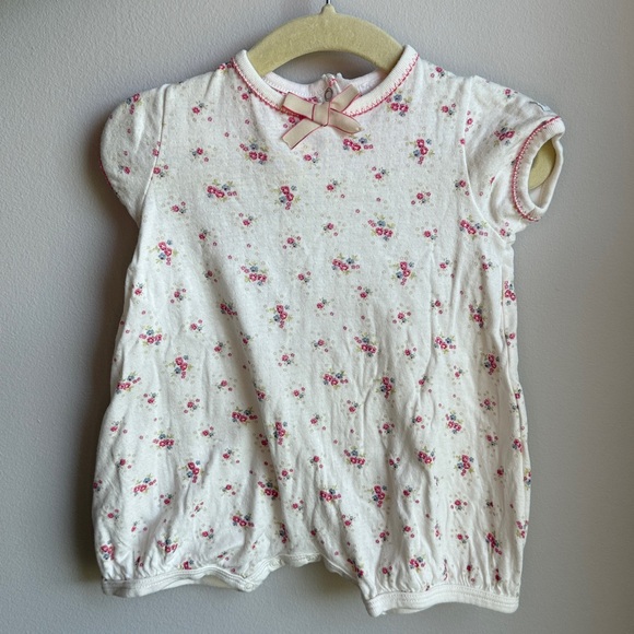 Floral Baby Romper with Pink Bow - Picture 1 of 1